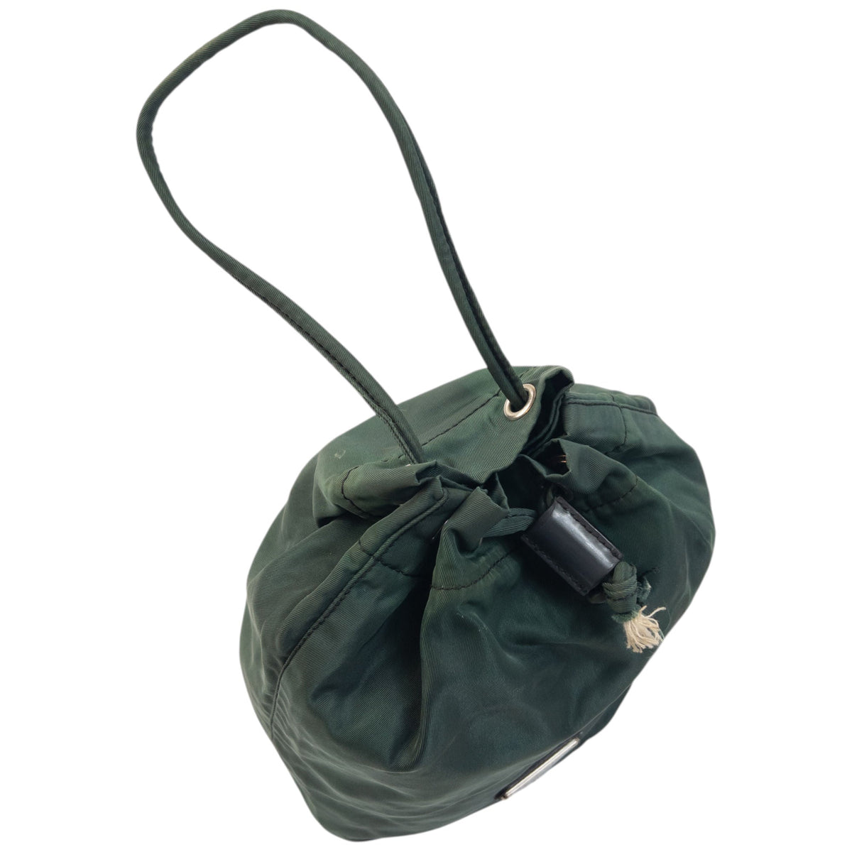 Vintage 2000s Prada Drawstring Pouch Bag | O/S, Green