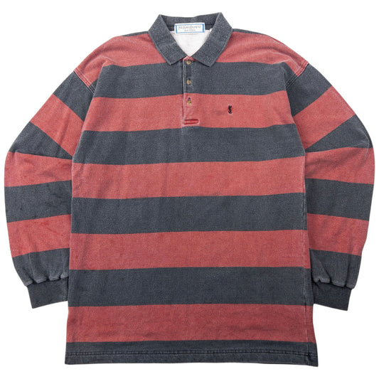 Vintage YSL Yves Saint Laurent Striped Long Sleeve Polo Shirt Size L