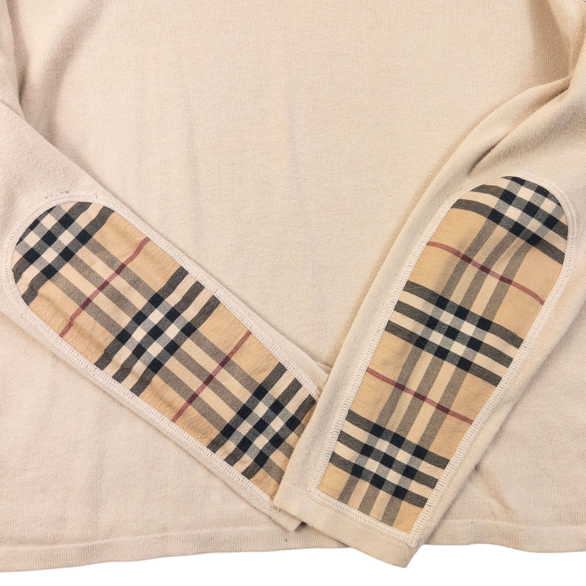 Vintage 2000s Burberry Nova Check Sleeve Patch Jumper Size S | Small, Beige