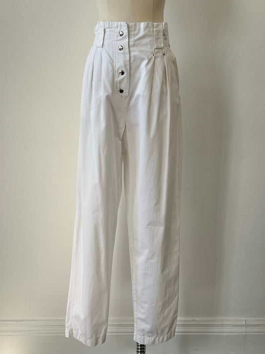 Vintage 1990s Pure Cotton High Waist Tapered Trouser - W26