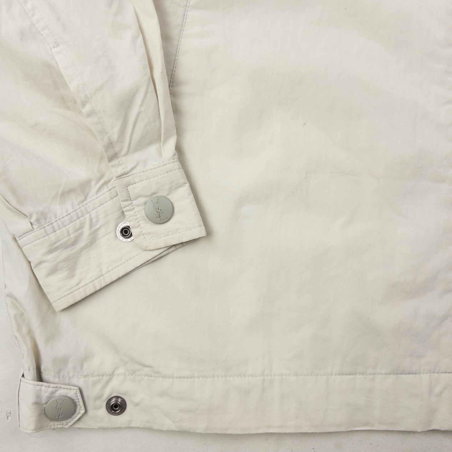Vintage 90s YSL Yves Saint Laurent Harrington Jacket Size S | Small, Cream