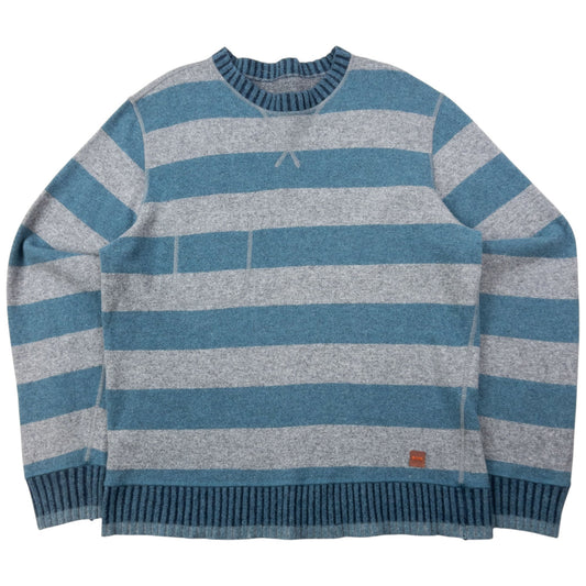 Vintage 2000s Hugo Boss Reversible Striped Wool Jumper Size L
