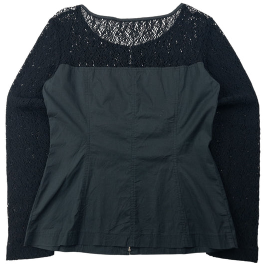Vintage 80s Gaultier JUNIOR Lace Sleeve Top Womens Size S | Small, Black