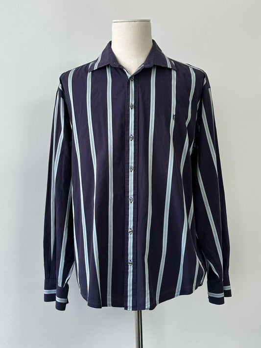 Yves Saint Saint Pour Homme 2000s Pure Cotton Striped Shirt - XXL