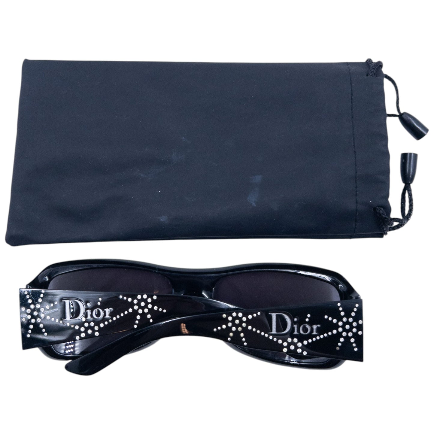 Vintage 2000s Dior Spidior 2 Diamonte Sunglasses | O/S, Black