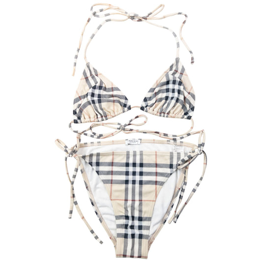 Vintage 2000s Burberry Nova Check Bikini Set Womens Size M | O/S, Cream
