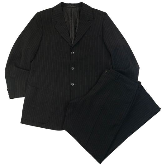 Vintage 2000s Emporio Armani Pinstripe Jacket & Trousers Suit Set Size XL | XL, Black