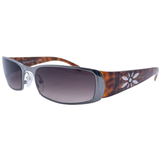 Vintage 2000s Prada Tortoise Shell Flower Sunglasses