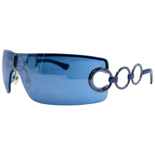Vintage 2000s YSL Yves Saint Laurent Ring Frame Rimless Sunglasses | O/S, Blue