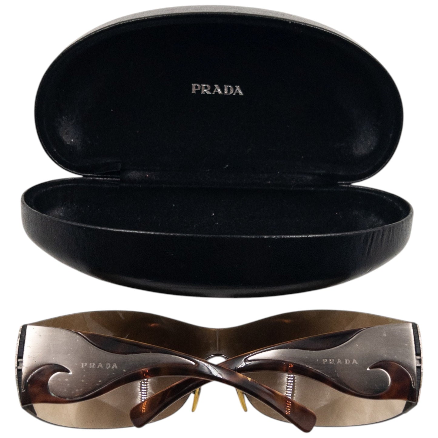 Vintage 2000s Prada Tortoise Shell Swirl Sunglasses | O/S, Brown