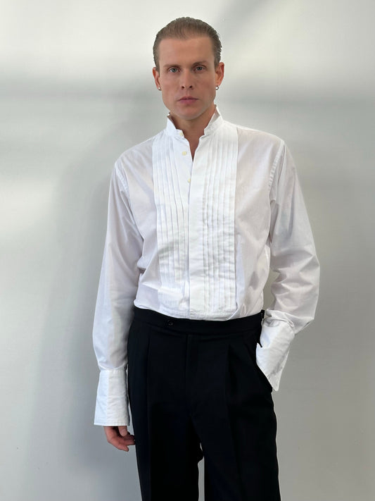 Yves Saint Laurent 1990s Cotton Tuxedo Dress Shirt - M
