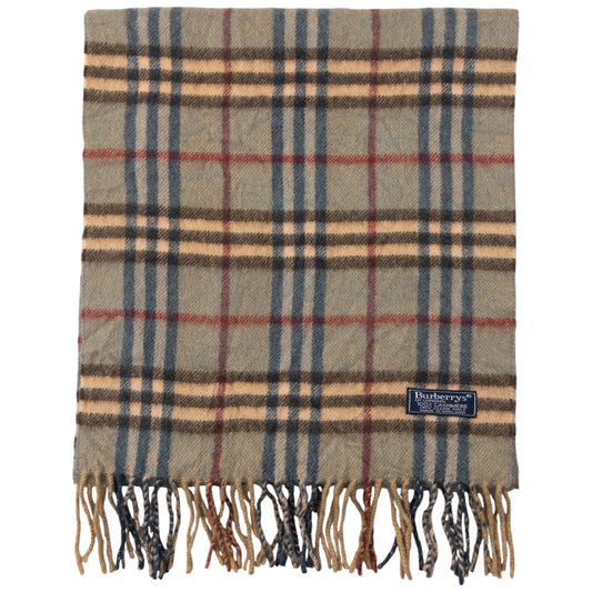 Vintage Burberry Nova Check Cashmere Tassel Scarf