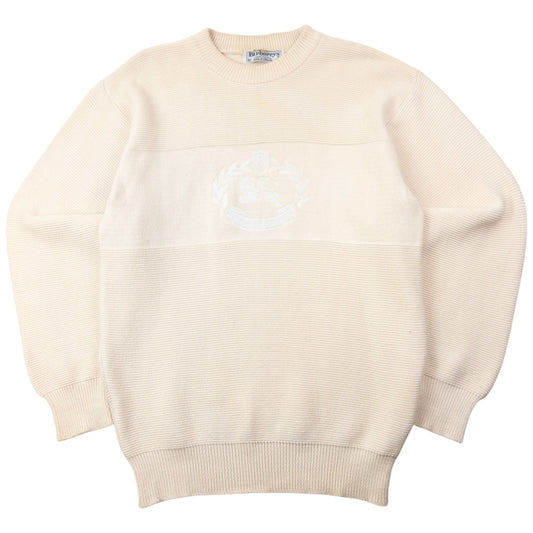 Vintage 90s Burberry Embroidered Knit Jumper Size M