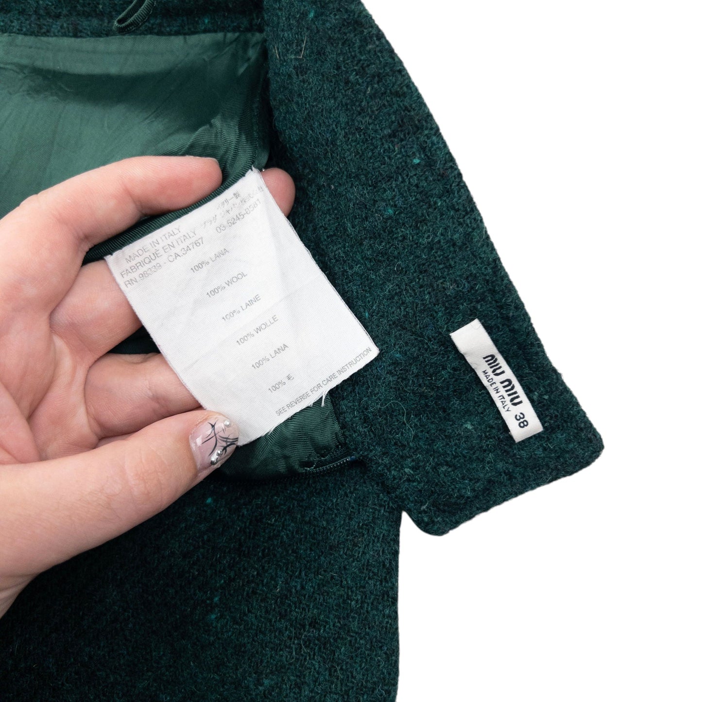 Vintage 2000s Miu Miu Wool Skirt Womens Size W24 | W24, Green