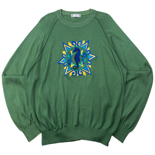 Vintage 80s YSL Yves Saint Laurent Embroidered Seahorse Jumper Size L