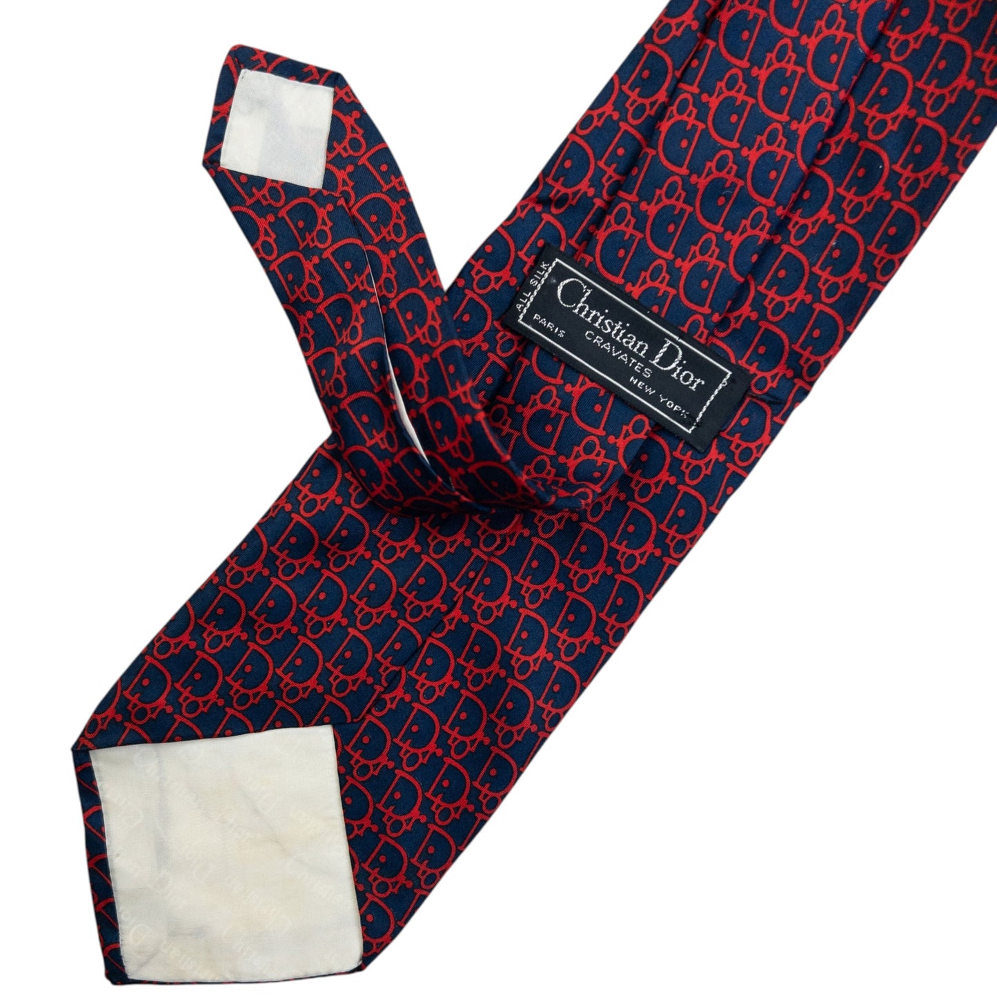 Vintage 90s Dior Monogram Silk Tie | O/S, Navy