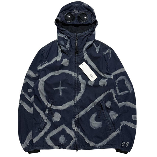 CP Company Hand Painted Indigo 50 Goggle Jacket | Medium, Indigo