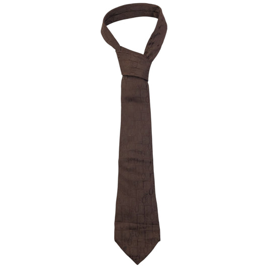 Vintage Dior Monsieur Monogram Silk Tie | O/S, Brown