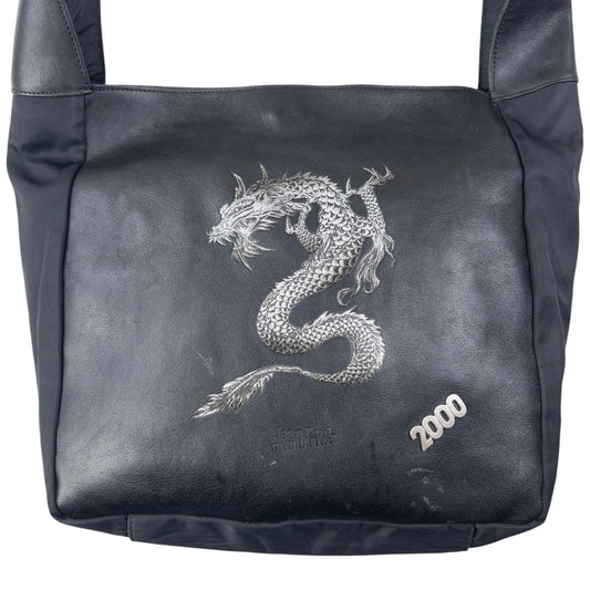 Vintage 2000 Jean Paul Gaultier Dragon Leather Shoulder Bag | O/S, Black