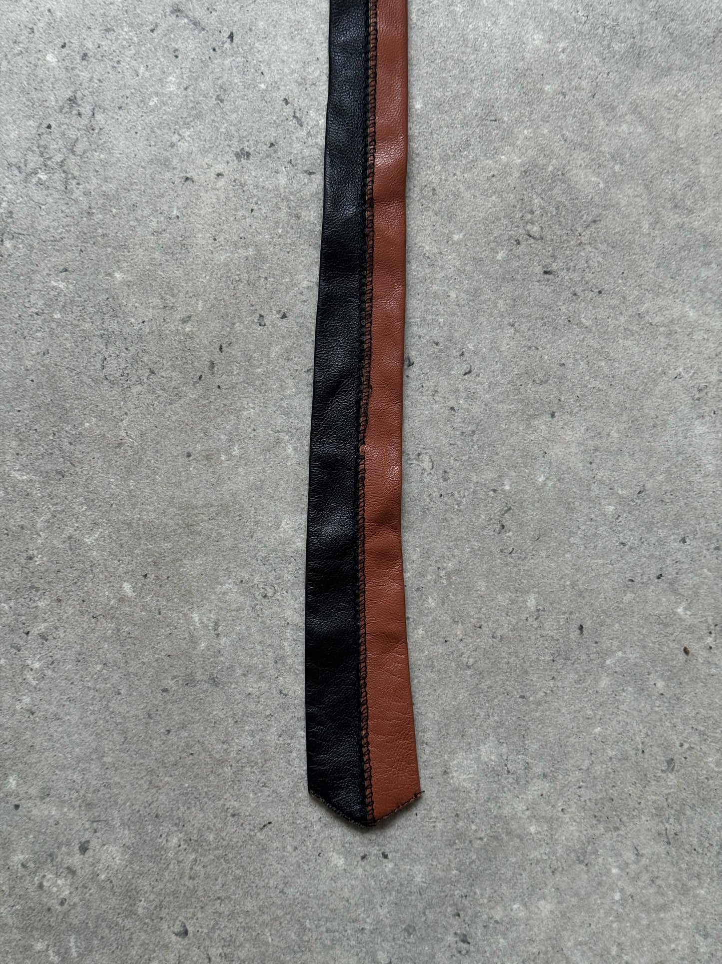 Vintage 2000s Two Tone Leather Skinny Tie
