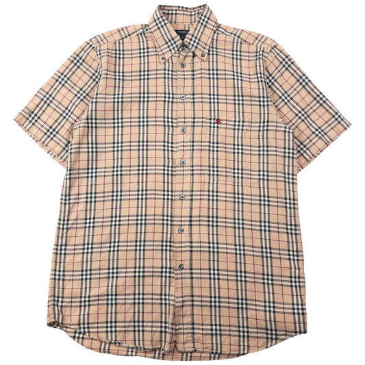 Vintage 2000s Burberry Nova Check Short Sleeve Button Up Shirt Size S | Small, Beige