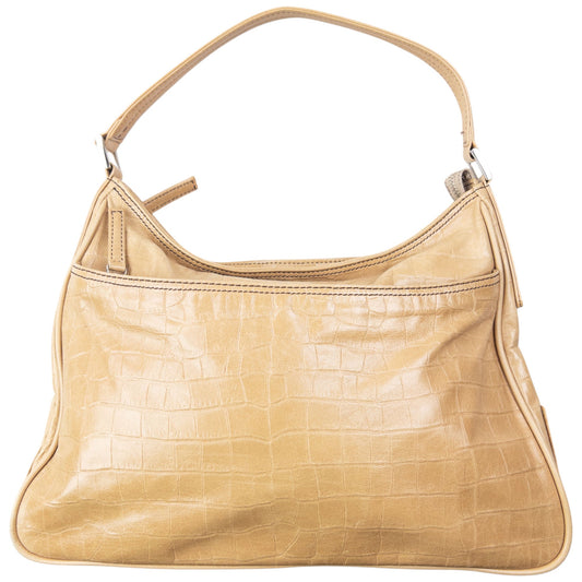 Vintage 90s Issey Miyake Crocodile Leather Shoulder Bag | O/S, Beige