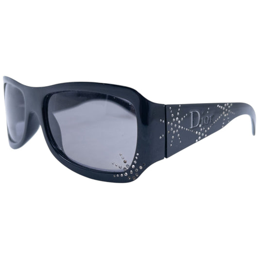 Vintage 2000s Dior Spidior 2 Diamonte Sunglasses | O/S, Black