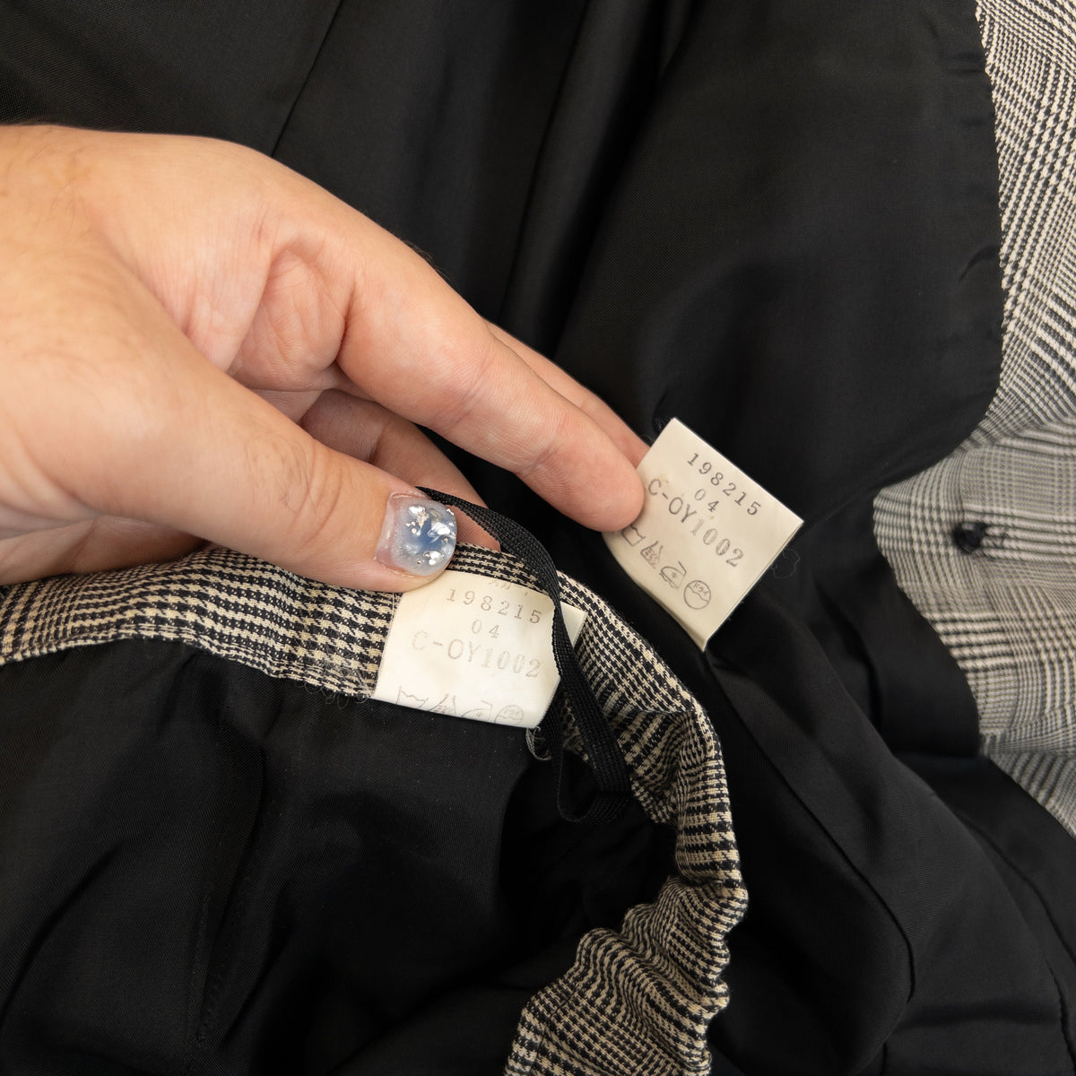 Vintage 90s Balenciaga Checkered Jacket & Skirt Suit Set Womens Size L | Large, Grey