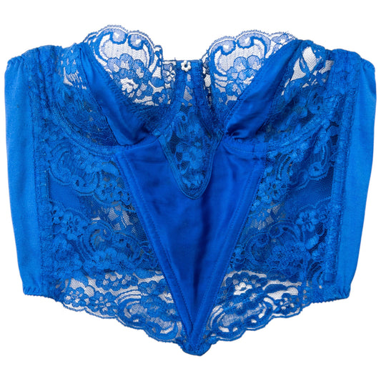 Vintage Dior Intimates Floral Lace Bustier Corset Top Womens Size M | Medium, Blue