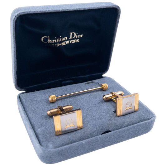 Vintage Dior Cuff Links & Tie Pin Set | O/S, Multicoloured