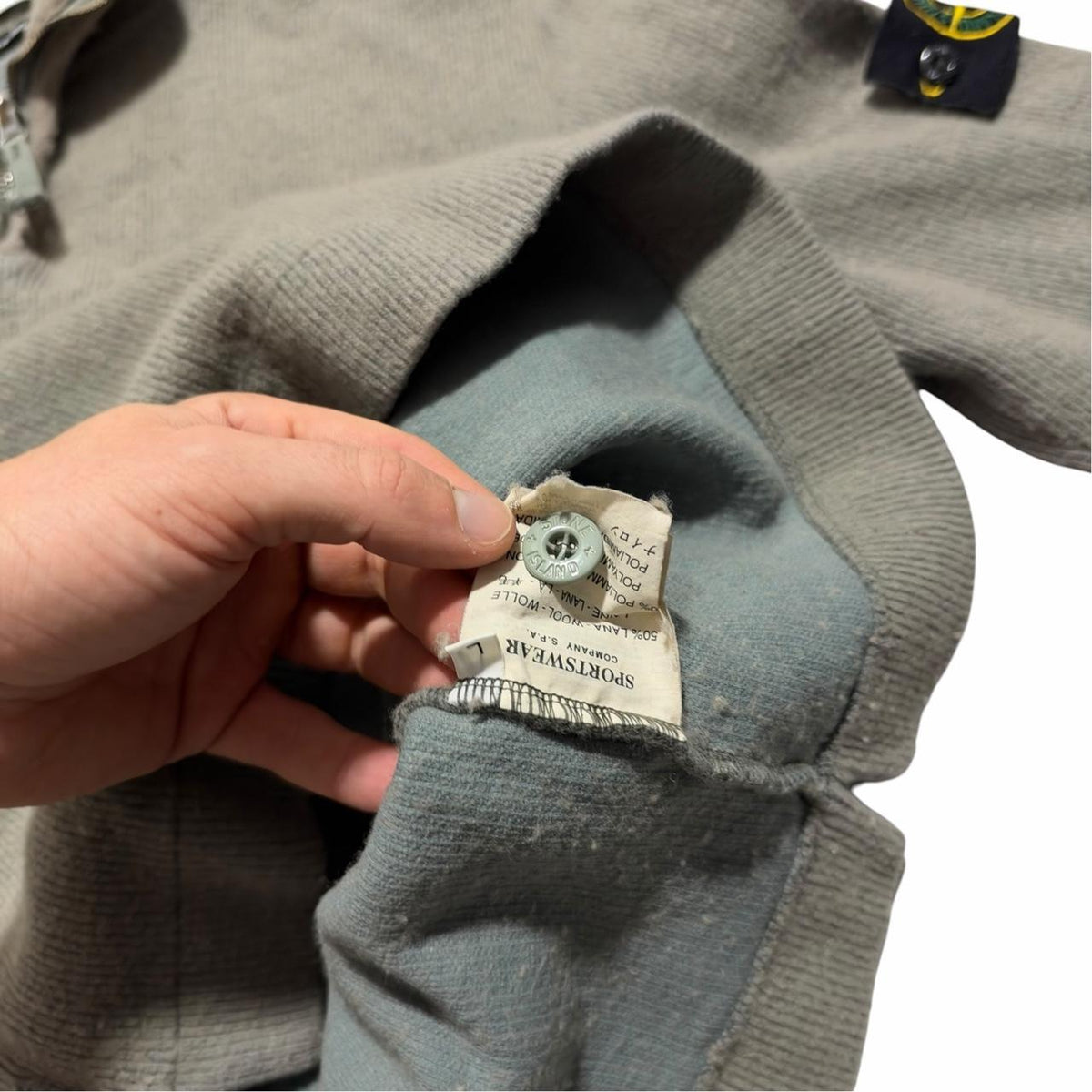 Stone Island Ribbed Quarter Zip | Large, Grey