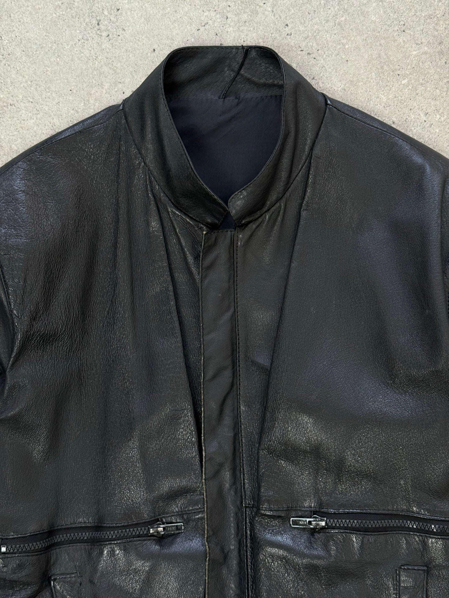 Vintage 1990s Minimal Leather Jacket - M