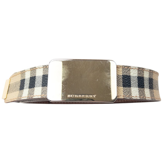 Vintage 2000s Burberry Nova Check Leather Belt Size M | O/S, Gold