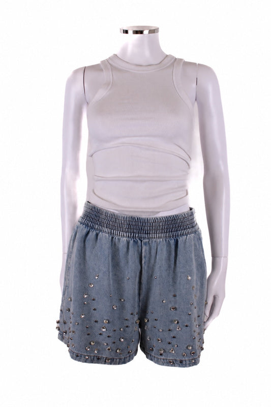 Sandro Diamante Denim Shorts Blue 40 | O/S, Blue