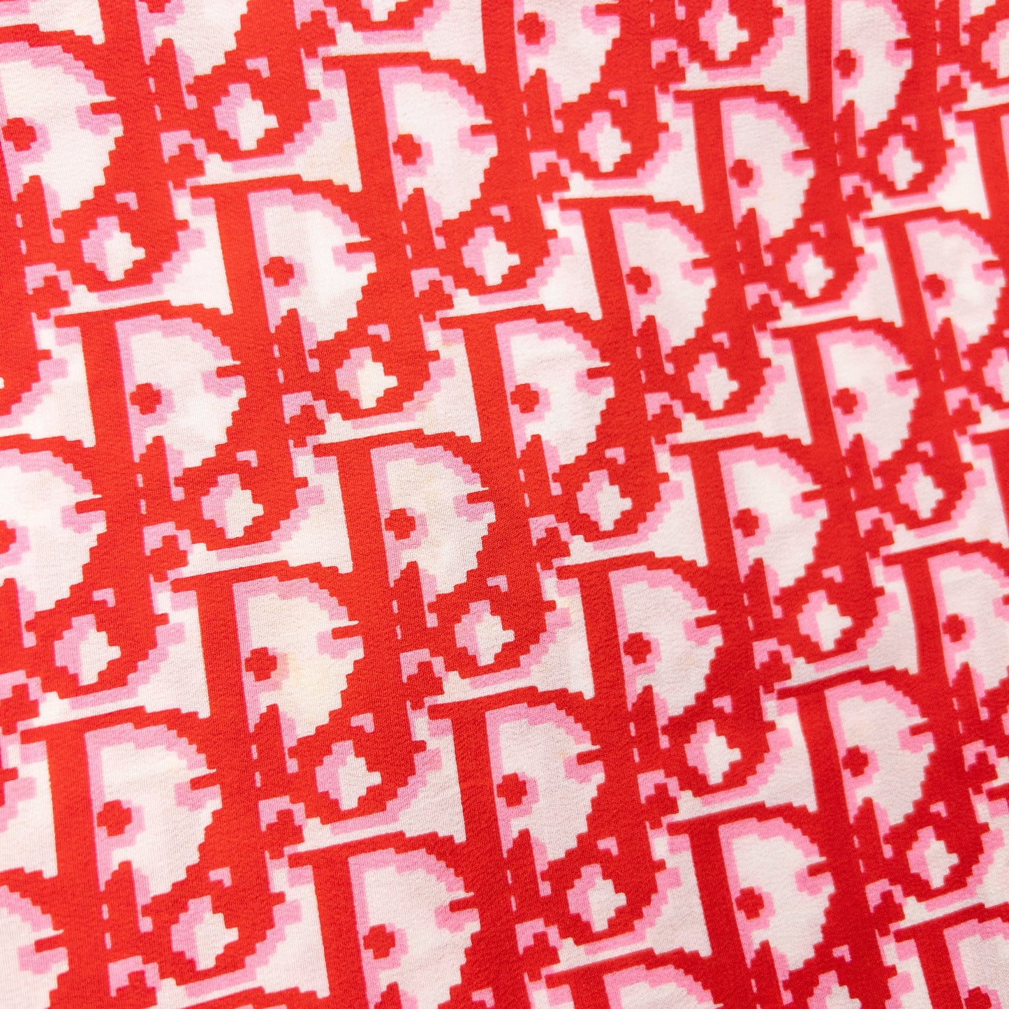 Vintage 90s Dior Monogram Pixel Silk Scarf | O/S, Red