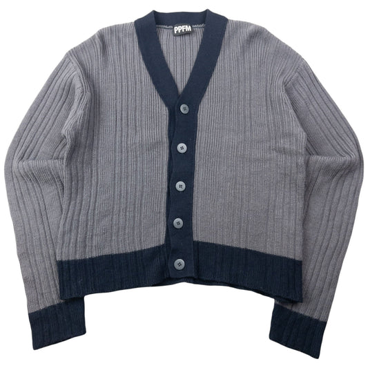 Vintage 2000s PPFM Ribbed Cardigan Size S | Small, Grey