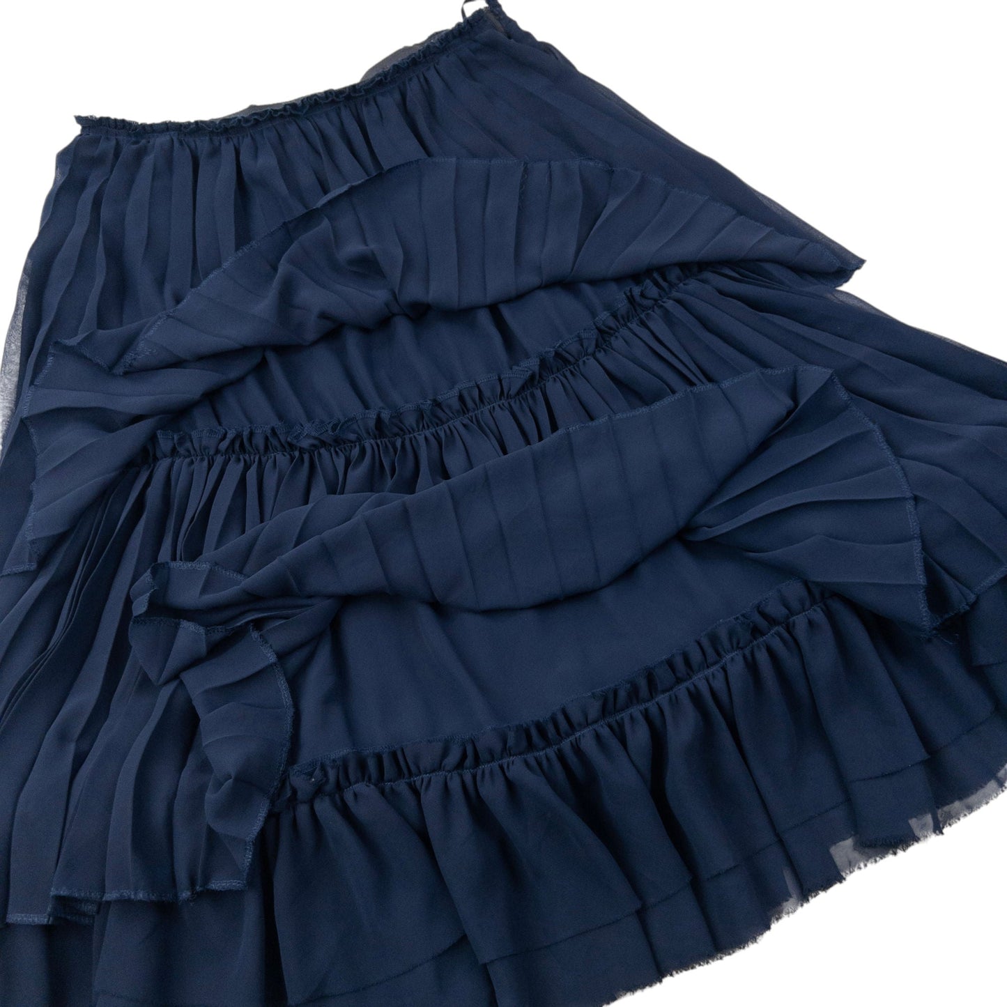Vintage 2007 Comme Des Garçons Pleated Tier Skirt Womens Size W27 | Small, Navy