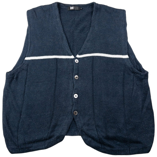 Vintage 2000s Issey Miyake Button Up Knit Sweater Vest Size S | Small, Navy