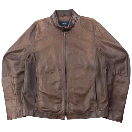 Vintage 2000s Burberry Zip Up Leather Jacket Size M | Medium, Brown