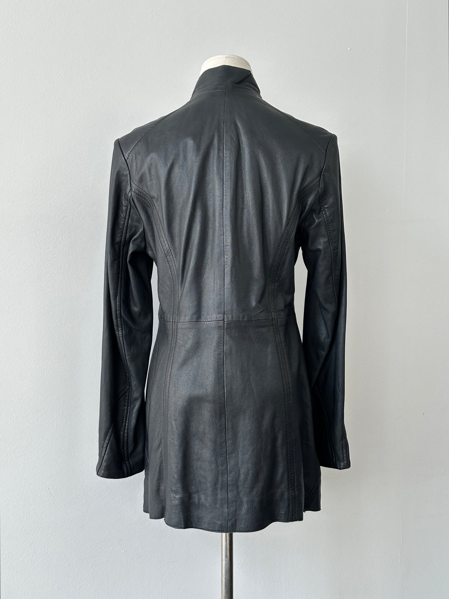 Vintage 2000s Lamb High Neck Leather Jacket - S