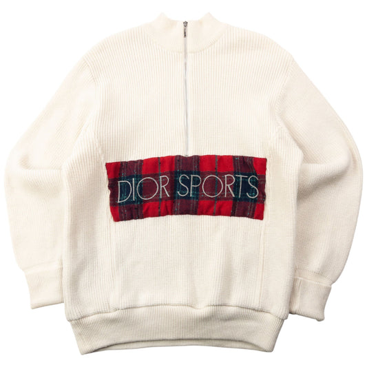 Vintage 90s Dior Sports Half Zip Wool Knit Jumper Womens Size M