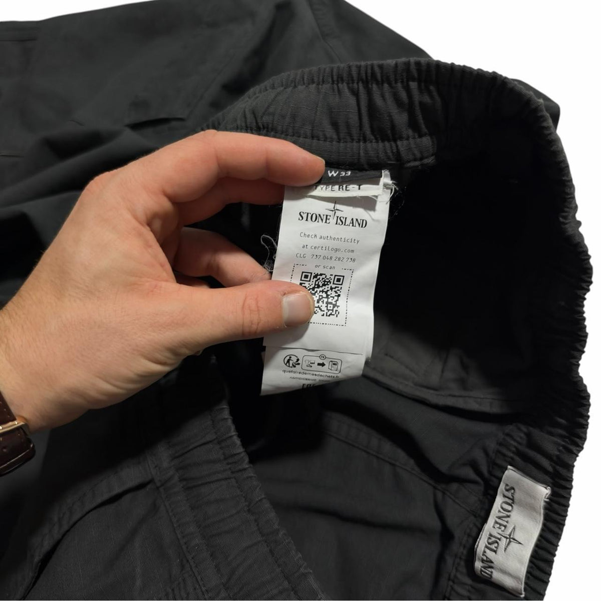 Stone Island Cargo Trousers | W33, Black