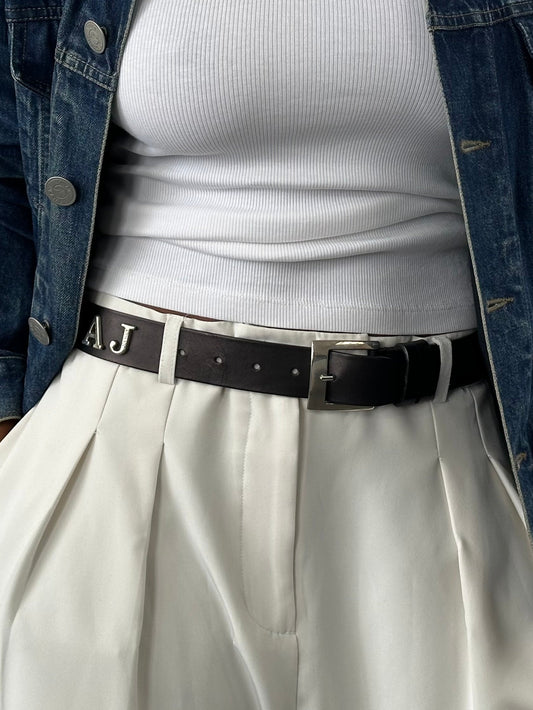 Armani Jeans 2000s Leather Logo Belt - W26-29