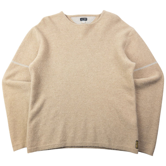 Vintage 2000s Armani Jeans Wool Jumper Size M | Medium, Beige