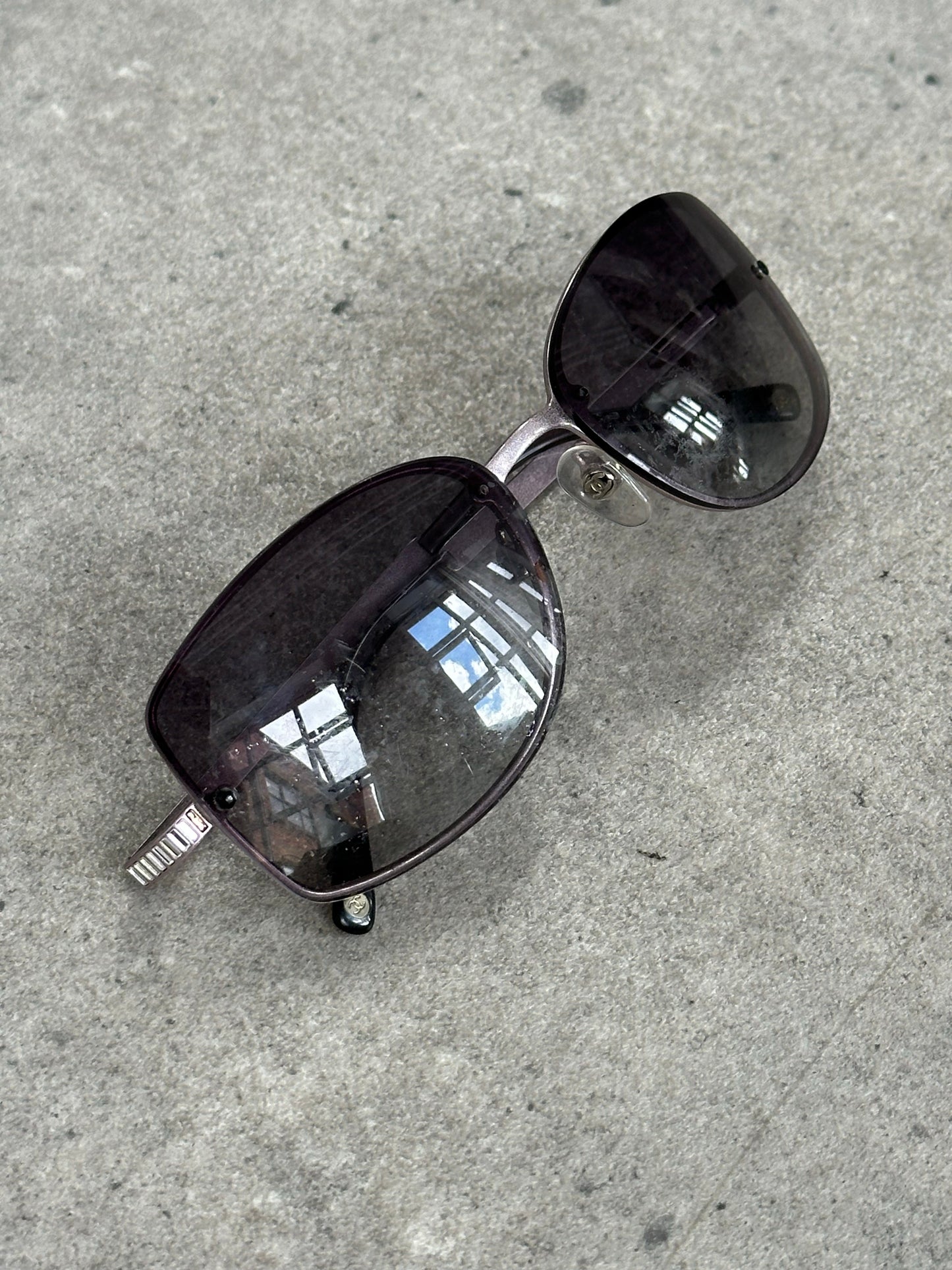 Chanel 2000s Rimless Crystal Bar Rectangle Sunglasses
