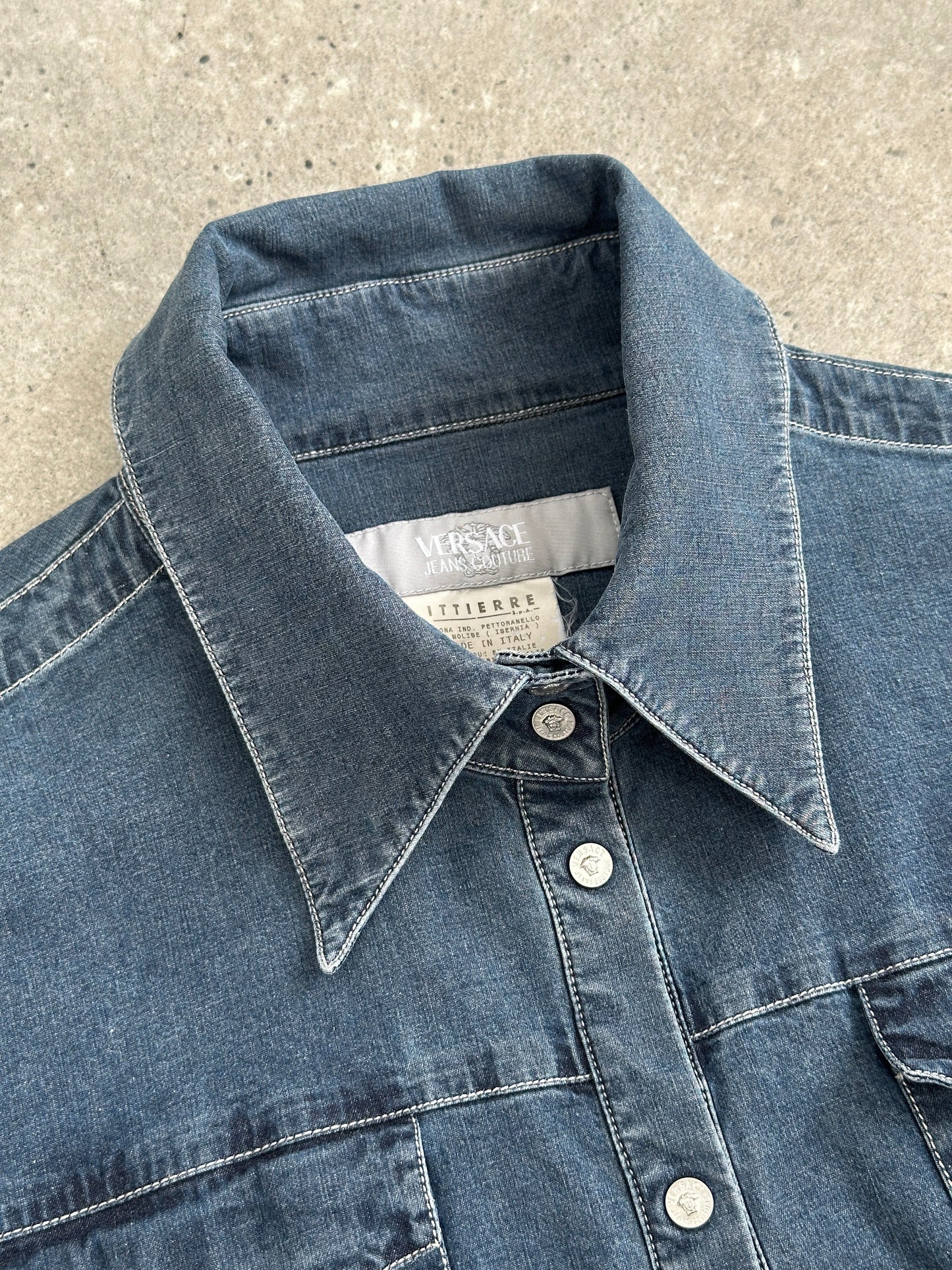 Versace Jeans Couture 2000s Bespoke Button Denim Shirt - M
