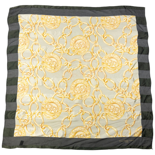 Vintage 2000s Balenciaga Chain Pattern Silk Scarf