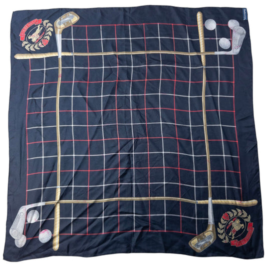 Vintage 90s Burberry Golf Club Silk Scarf | O/S, Navy
