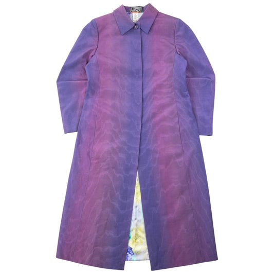 Vintage 90s Gianni Versace Couture Trench Jacket Womens Size L | Large, Purple