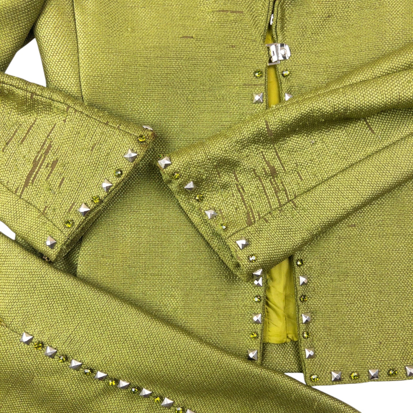 Vintage 90s Gianni Versace Couture Studded Jacket & Skirt Suit Set Womens Size XS | XS, Green